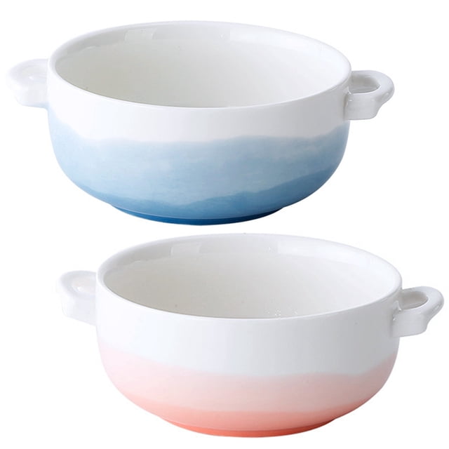 Bol en Céramique Professionnel Simple Antidérapant, Bol à Riz, Bol à Soupe, Bol à Dessert 2pcs