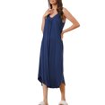 thumbnail image 4 of INSPIRE CHIC Robe de Détente pour Femmes, Pyjama, Nuisette à Bretelles Spaghetti, Cami, TP Bleu Marine, 4 of 6