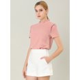 thumbnail image 2 of INSPIRE CHIC Women's Ruffle Polkd Dots Round Neck Casual Short Sleeve Blouse Tops, 2 of 6