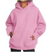 RXIRUCGD Womens Oversized Hoodies Fleece Sweatshirts Long Sleeve Sweaters Pullover Fall Outfits With Pocket, Pink, Size: L