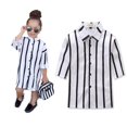 thumbnail image 4 of Robe Rayée pour Tout-Petites Filles Enfant Décontractée à Manches Longues avec Boutons Robe Chemise Vêtements, 4 of 5