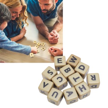 Ensemble de lettres de jeu en dés, jeu de création en plastique Lettre anglaise Enseignement Dice Améliorez les compétences linguistiques avec un étui en fer pour les voyages