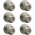 thumbnail image 2 of Regina Satin Nickel Front Door Knob with Lock and Key  Exterior/Interior Door Handles with Lock  Keyed Entry Door Knobs for Front Door  Bedroom  Bathroom & Office  Traditional Home Décor, 2 of 4