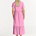 thumbnail image 4 of Penkiiy Robe T-Shirt d'Été Décontractée pour Femme à Manches Courtes, Col Ras du Cou, Basique Évasée, Fluide, Plage, Vacances, 2TG, Rose Vif, 4 of 5