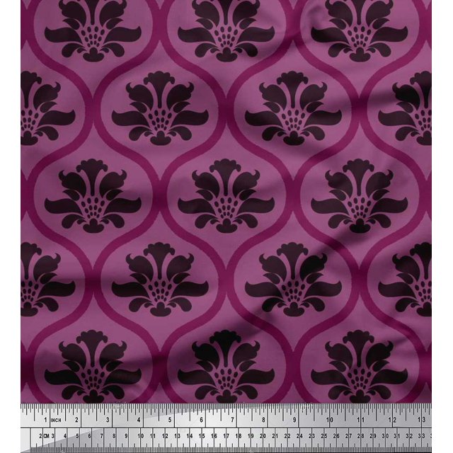 Soimoi Rayon Fabric Ogee Damask Print Sewing Fabric Yard 56 Inch Wide