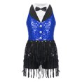 thumbnail image 3 of YONGHS Enfants Filles Paillettes Latin Jazz Robe de Danse à Franges Smoking Danse Moderne Justaucorps Combinaison Bleu 10, 3 of 7