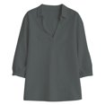 thumbnail image 4 of Jacenvly Hauts à Manches Longues pour Femmes Liquidation Chemise à Manches Longues Col Porte Tube Régulier Couleur Unie Haut pour Femmes Chemise Hauts pour Femmes en Liquidation, 4 of 5