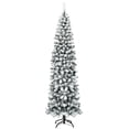 thumbnail image 1 of Costway 7.5Ft Unlit Hinged Snow Flocked Artificial Pencil Christmas Tree w/ 641 Tips, 1 of 10