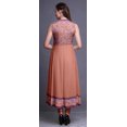 thumbnail image 4 of Bimba Robe Anarkali Fleurie Orange Pêche Foncée Col Mandarin Sans Manches Kurtis pour Femmes Robe Maxi à Imprimé X-Small, 4 of 6