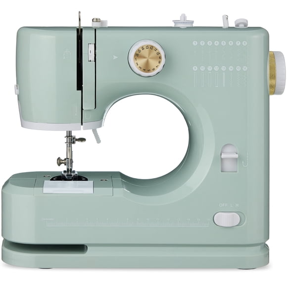Best Choice Products 55-Piece Sewing Machine Kit for Beginners, w/ 16 Stitch Patterns, Double Stitching - Sage/Gold
