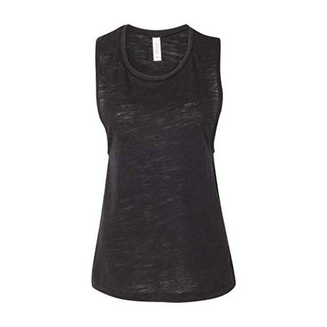 BELLA+CANVAS Débardeur Muscle Fluide pour Femmes, P, Noir Uni Slub