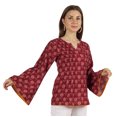 thumbnail image 3 of Moomaya Printed Top Full Sleeve Pleated Rayon Kurta Short Tunic Summer Blouse For Women, 3 of 7