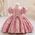 thumbnail image 1 of Robes pour Filles Robes de Demoiselle d'Honneur pour Bébés Filles Robes de Fête Robe de Concours à Manches Bouffantes avec Nœud Papillon, 1 of 4