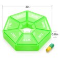 thumbnail image 4 of 2pcs/set Pill Case Plastic 7 Grid 7 grid Tablet Box Portable Storage Tablet Holder Travel Organizer, Green, 4 of 8