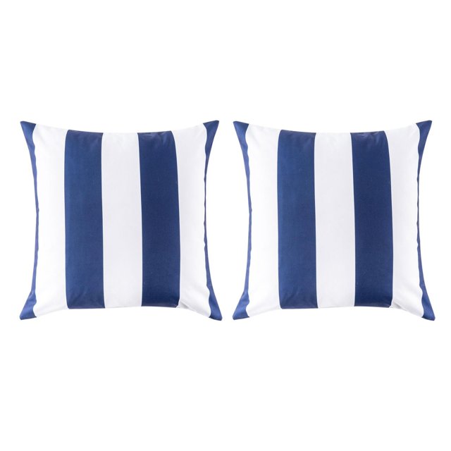 Coussin carré d'extérieur 18in - bande aqua (paquet de 2)