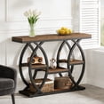 thumbnail image 1 of Fnova 39.4" Industrial Console Table, 4-Tier Retro Staggered Storage Shelves, Narrow Wood Accent Table with Metal Frame, for Small Spaces, Entryway, Sofa, Hallway, 1 of 17