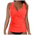 thumbnail image 1 of NIEWTR V-Neck Tankini Tops For Women Backless Adjusting Strap Bathing Suits Tummy Control Push Up Swimsuit Top(Watermelon Red,L), 1 of 9