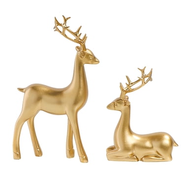 Zonao Liquidation de Décorations de Noël 2 Pcs Sculpture de Renne en Résine, Statue de Renne, Ornement de Renne pour Décoration de Bureau à Domicile