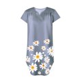 thumbnail image 4 of SMihono Robe Bohème d'Été pour Femmes Grande Taille Robe pour Femmes Grande Taille à Manches Courtes à Col en V Robe à Imprimé Imitation Denim Robe à Manches Courtes à Col en V, 4 of 4