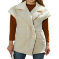 thumbnail image 1 of Women’s Fleece Vest Sleeveless Notched Lapel Double Breasted Jacket, 1 of 9