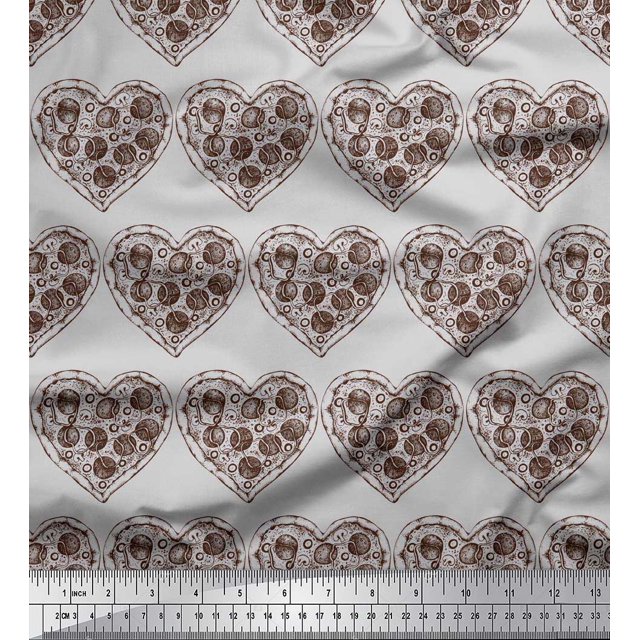 Soimoi Moss Georgette Fabric Pizza Food Decor Fabric Printed Yard 42 Inch Wide