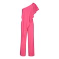 thumbnail image 4 of Besolor Women's 2024 Summer Casual Elegant Jumpsuits Ruffle a Shoulder Long Pants Wide Leg Rompers for Work Party, 4 of 6