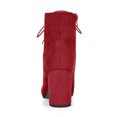 thumbnail image 2 of Unique Bargains Women Round Toe Chunky High Heel Lace Up Booties Red US 9, 2 of 8
