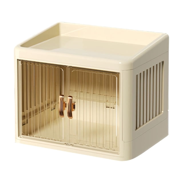Foldable Double Door Storage Organizer With Flat Lid And White Drawer For Home Organization Multifunctional Furniture Solution