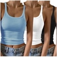 thumbnail image 1 of Timegard Camisoles 3 Pcs pour Femmes Col Rond Côtelé Sans Manches Ajusté Court Haut Décontracté Sortie Camis, 1 of 6