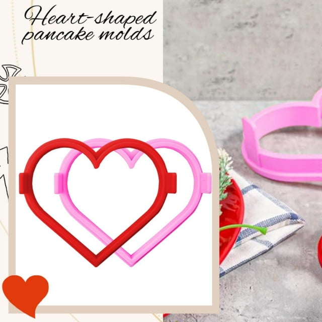 Heart Pancake Molds, Reusable Kitchen Bakeware, Elegant Silicone Design, Non-Stick Cooking Benefit, Bakeware Set, Gourmet Baking, Flexible Mold Shape, Food-Grade Silicone, Household Cooking