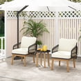 thumbnail image 4 of Gymax 3 Piece Patio Chair Set Wicker Chair & Side Table Set w/ Soft Cushions & Tempered Glass Tabletop, 4 of 10