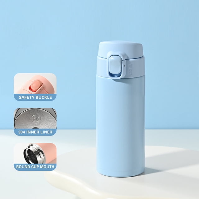 EGNMCR Tasses Portables et à la Mode Gobelet d'Eau en Acier Inoxydable pour Hommes et Femmes avec Poignée Couvercle à Ressort Gobelet Isotherme Bouteille d'Eau 320 ml