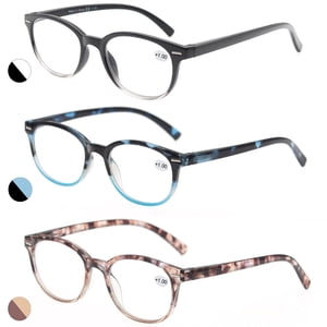 MODFANS Reading Glasses 2.0 Women 3 Pack Spring Hinge Fashion Round Stylish for Reading with Pouch