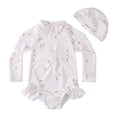 thumbnail image 1 of Girls Rash Guard Swimwear Fashion Sun Protection Long Sleeve Baby Girl Bathing Suit 12-24 Months, 1 of 7