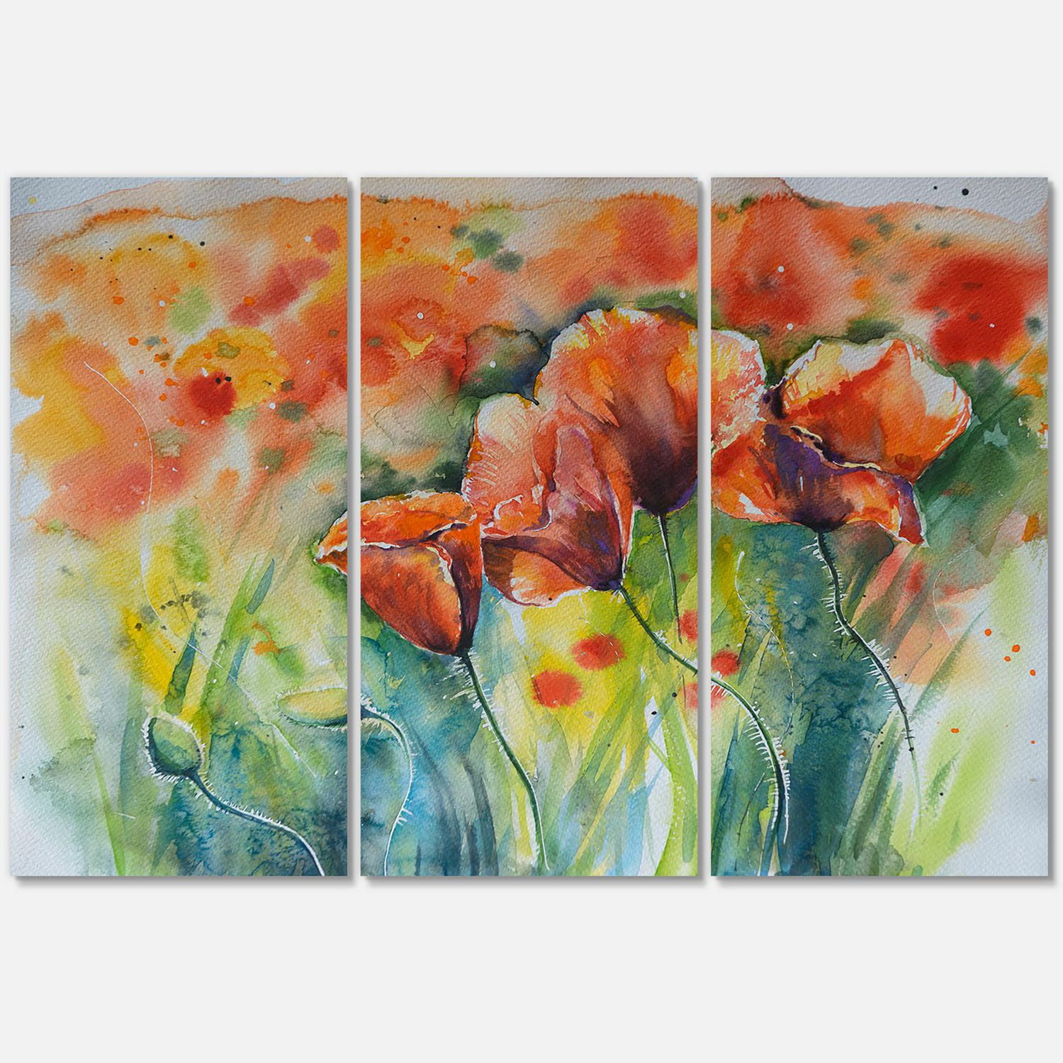 Designart Coquelicots en fleurs rouges V Art mural sur toile