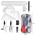 thumbnail image 3 of Ensemble de Géométrie de 10 Pcs pour Étudiants, Trousse d'Outils de Math avec Boussole, Rapporteur, Règle, Gomme et Aiguiseur dans une Boîte de Rangement, 3 of 7