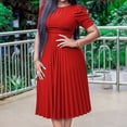 thumbnail image 2 of LOVZFMLL Robe d'Été pour Femme Grande Taille2025 Décontractée à Manches Courtes Taille Empire Coupe Ample Évasée Plissée Maxi Robe T-Shirt Rouge 3TG, 2 of 6