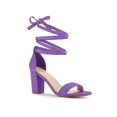 thumbnail image 1 of BLISSFUL STEP Women's Lace Up and Ankle Strap Block Heel Sandals Lavender 7, 1 of 7