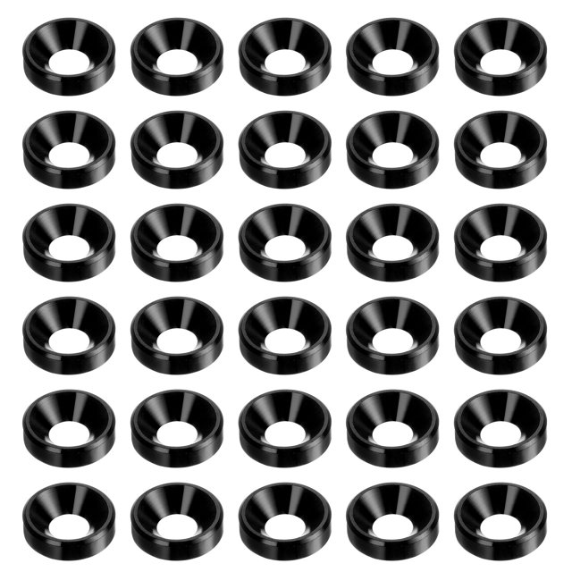 Unique Bargains Lot de 30 Rondelles à Encastrer M4 en Alliage d'Aluminium Anodisé pour Finition, Noir