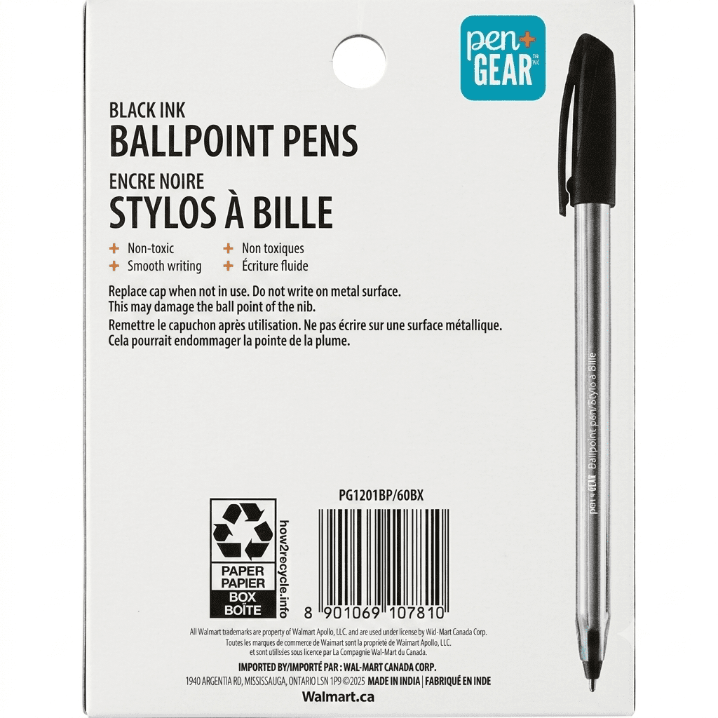 Stylos à bille Pen+Gear, 1,0 mm, encre noire, paquet de 10