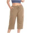 thumbnail image 3 of Wlynlyn Plus Size Capri Pants for Women Drawstring High Waisted Sweatpants Straight Leg Summer Cropped Trousers Size XL, 3 of 7