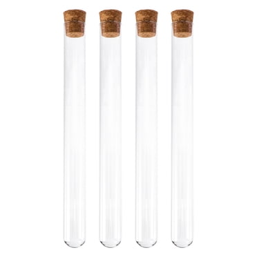 4 Pcs Éprouvettes en Verre Transparent avec Couvercles Portables pour une Utilisation Expérimentale Pratique en Voyage