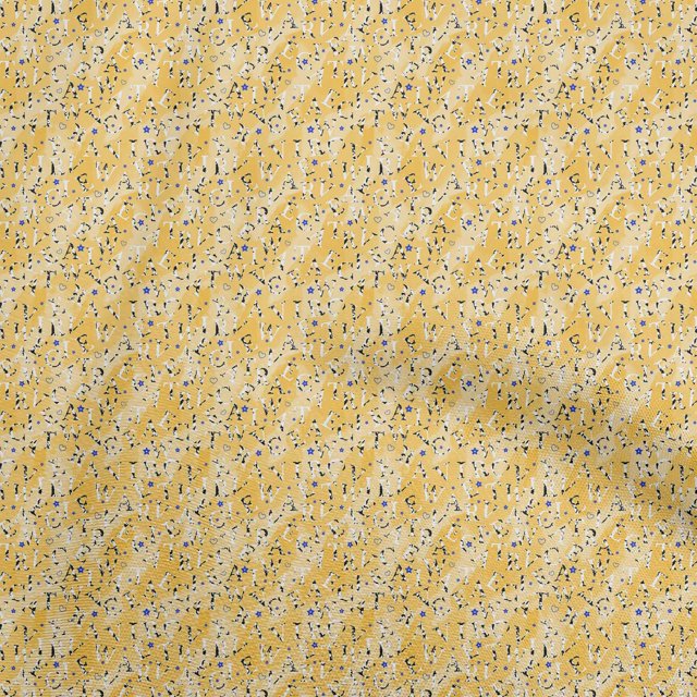 oneOone Cotton Jersey Yellow Fabric Text Sewing Craft Projects Fabric Prints By Yard 58 Inch Wide