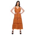 thumbnail image 1 of Moomaya Robe Longue Maxi pour Femmes en Coton Imprimé à Bretelles Spaghetti et Col en V, 1 of 6