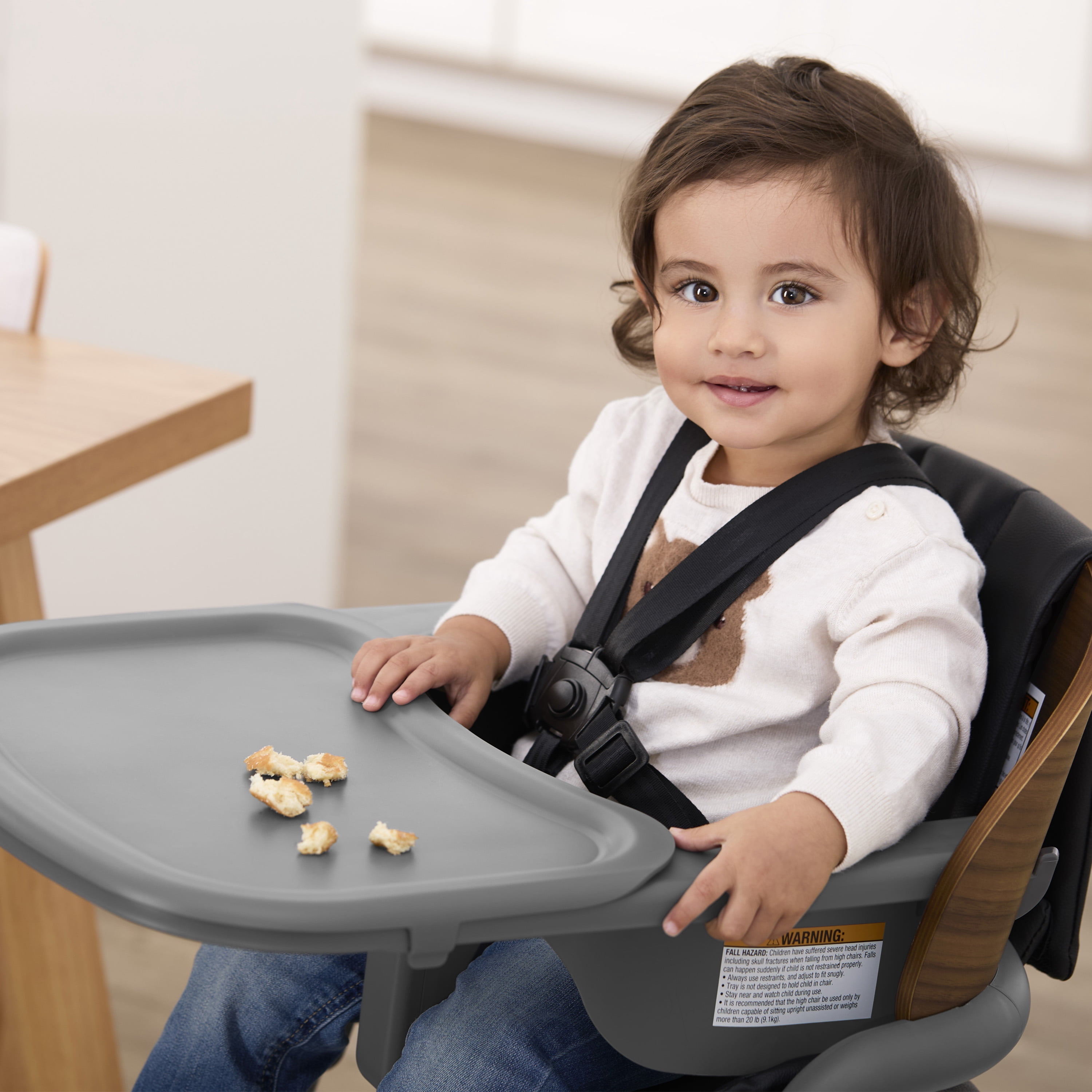 Evolur Step and Savor Convertible High Chair, Walnut Gray