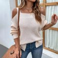 thumbnail image 4 of Qertyioot Pull Sweaters for Femmes, Mode Décontractée Couleur Unie à Manches Longues, 4 of 6