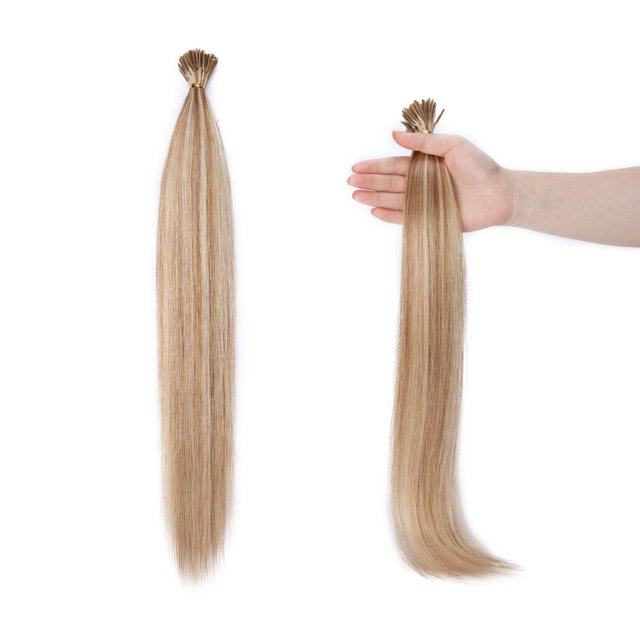 MesaSe I Tip Human Hair Extensions 100 Strands Pre Bonded Stick Tip Keratin Straight Soft Hair