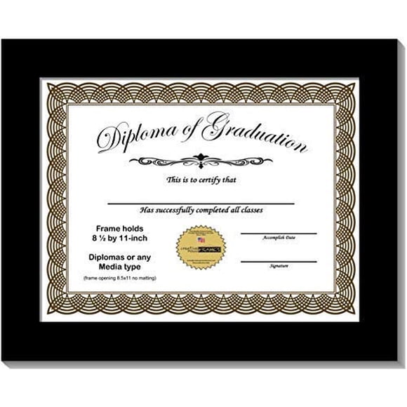 CreativePF [8.5x11bk] Black Diploma Frame Displays 8.5 by 11-inch Graduation Documents with Installed Wall Hanger and Stand