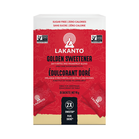 Lakanto Golden Monk Fruit Sweetener with Erythritol 2:1 Packets - 3 G x 30 Count