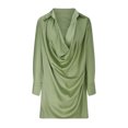 thumbnail image 3 of FcBaudy Longues Robe à Manches à Col en V Longueur Genou, Robes d'Été pour Femmes, Robes pour Femmes Robe Unie à Col en V pour la Maison Ample à Manches Longues Robe Femme, 3 of 7